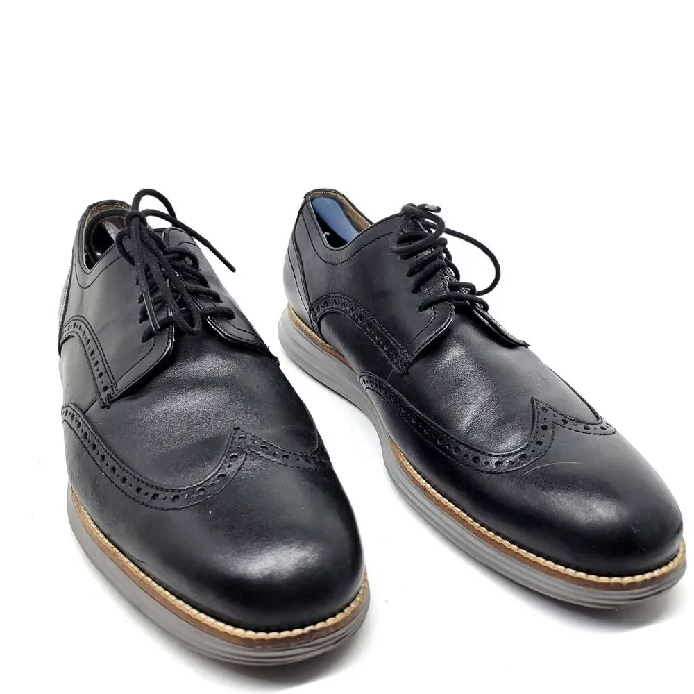 Cole Haan C26470 Grand O's Mens Black Leather Wingtip Derbys Size US 12 M VGC